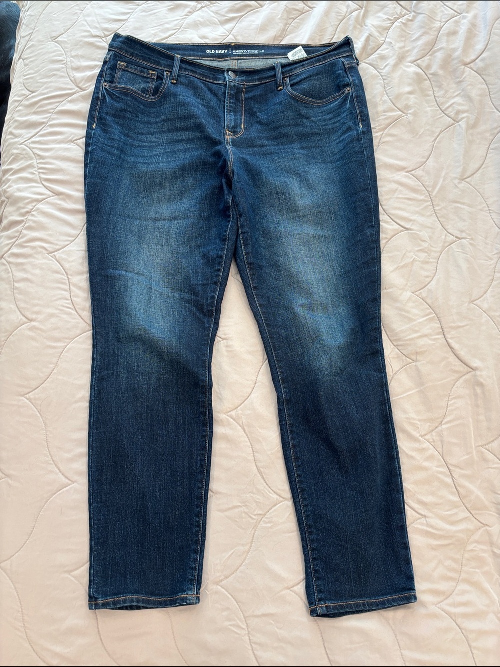 Old Navy Women’s Dark Blue Skinny Jeans Curvy Profile 14 short